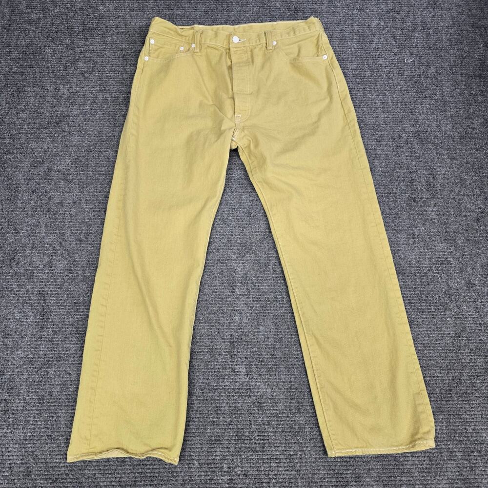 Rare Levi's 501 Sauterne Yellow Denim Jeans 35x30 Mens Shrink to Fit Button Fly